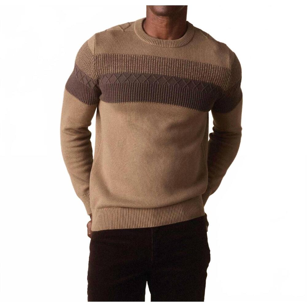 The Normal Brand Men's Tom Stripe Crewneck Sweater in Jute
